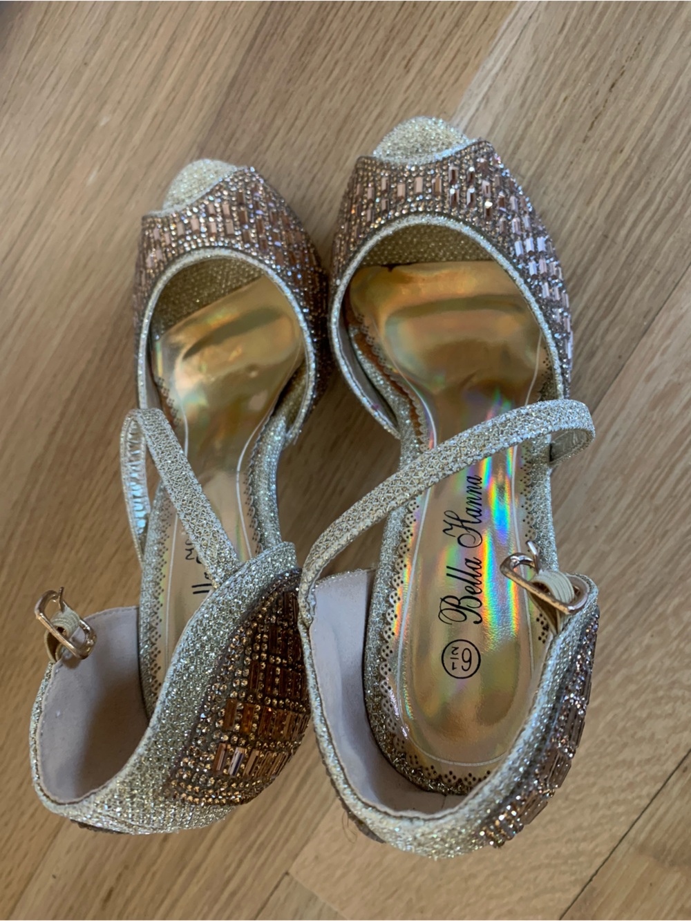 Gold Glitter Dress Sandals for Women